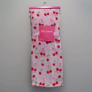 NEW Juicy Couture Los Angeles 50"x 70" Pink Cute Plush Throw Blanket Cherry Bow